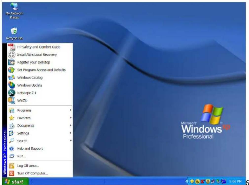 My Network Places Recycle Bin HP Safety and Comfort Guide Install Albins Local Recovery Register your Desktop Set Program Access and Defaults Windows Catalog Windows Update Netscape 7.1 WinZip Programs Favorites Documents Settings Search Help and Support Run... Log Off alexa... Turn Off Computer... Microsoft Windows® Professional Windows XP Professional start