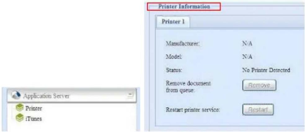 Printer Information Printer 1 Manufacturer: N/A Model: N/A Status: No Printer Detected Remove document from queue: Remove... Restart printer service: Restart