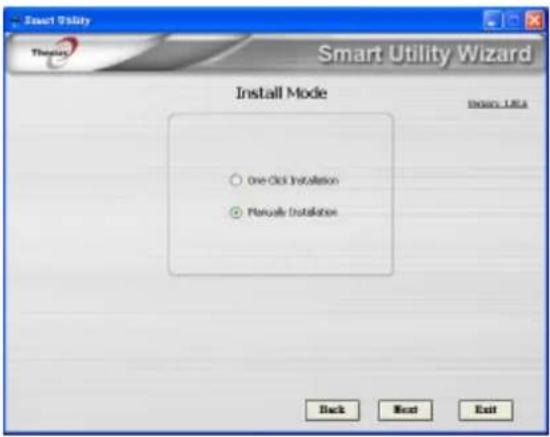 Smart Utility Wizard Therapy Smart Utility Wizard Install Mode One Click Installation Perically Installation Back Next Exit