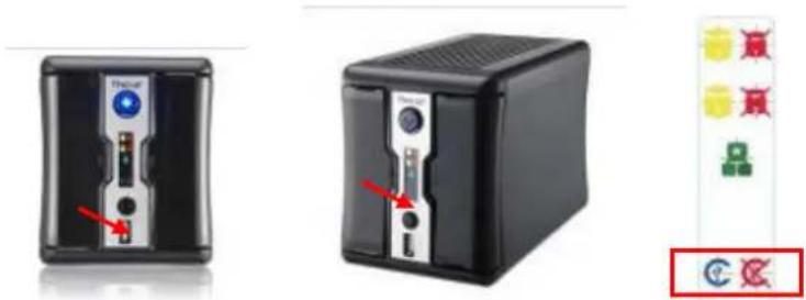 Image showing two devices with labeled buttons and a legend indicating '赢' (Gain) and a red 'C' symbol.