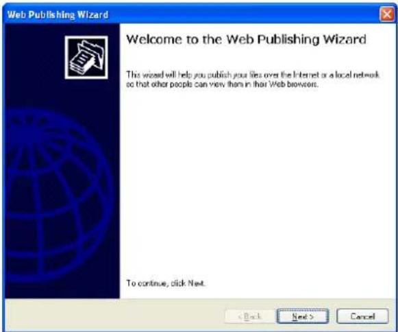 Web Publishing Wizard Welcome to the Web Publishing Wizard This wizard will help you publish your likes over the Internet or a local network so that other people can view them in their Web browsers. To continue, click Next.