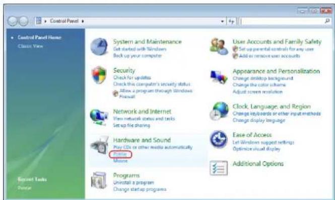 Control Panel Home Classic View System and Maintenance Get started with Windows Back up your computer User Accounts and Family Safety Set up general controls for any user Add or remove user accounts Security Check for updates Check this computer's security status Allow a program through Windows Firewall Appearance and Personalization Change desktop background Change the color scheme Adjust screen resolution Network and Internet View network status and tools Setup file sharing Clock, Language, and Region Change keyboards or other input methods Change display language Hardware and Sound Play CDs or other media automatically Music Ease of Access Let Windows support settings Optimize virtual display Programs Uninstall a program Change startup programs Additional Options