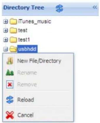 Directory Tree iTunes_music test test1 usbhdd New File/Directory Rename Remove Reload Cancel