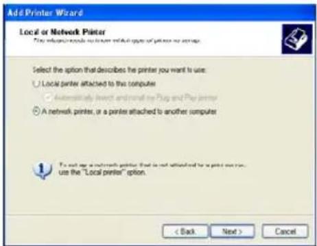 Add Printer Wizard Local or Network Printer This information needs to learn and use the print as a setup. Select the option that describes the printer you want to use. ○ Local printer attached to this computer ● Automatically web and read the Print and Play printer ○ A network printer, or a printer attached to another computer To not use a network printer that is not attached to a print as you use the "Local printer" option. < Back Next > Cancel