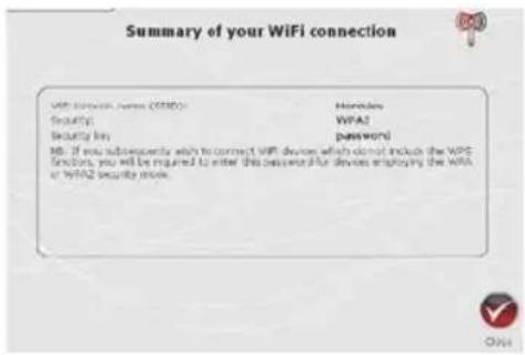 Summary of your WiFi connection WiFi network name (S550): Security key: Security key: Password MS: If you subsequently wish to connect WiFi device which do not include the WPS functions, you will be required to enter this password for devices employing the WPS or WiFi security price.