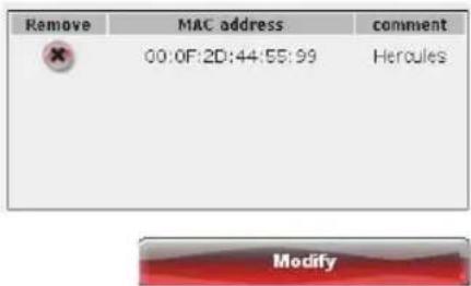 Remove MAC address comment 00:0F:2D:44:55:99 Hercules Modify