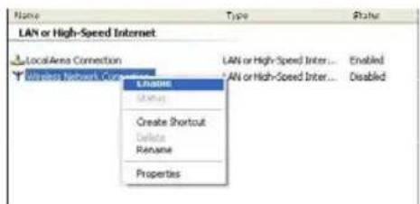 LAN or High-Speed Internet LocalArea Connection Wireless Network Connection LAN or High-Speed Inter... LAN or High-Speed Inter... Enabled Disabled LAN/NAME Status Create Shortcut Delete Rename Properties