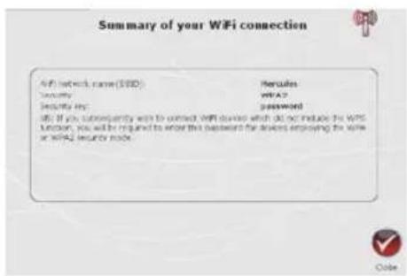 Summary of your WiFi connection Aff1 network name (SFD) Security: Security Key: Heraules WHA2 password AIF: If you subsequently want to connect WiFi devices which do not reduce the WiFi function, you will be required to enter this password for devices employing the wire or WiFi security mode.