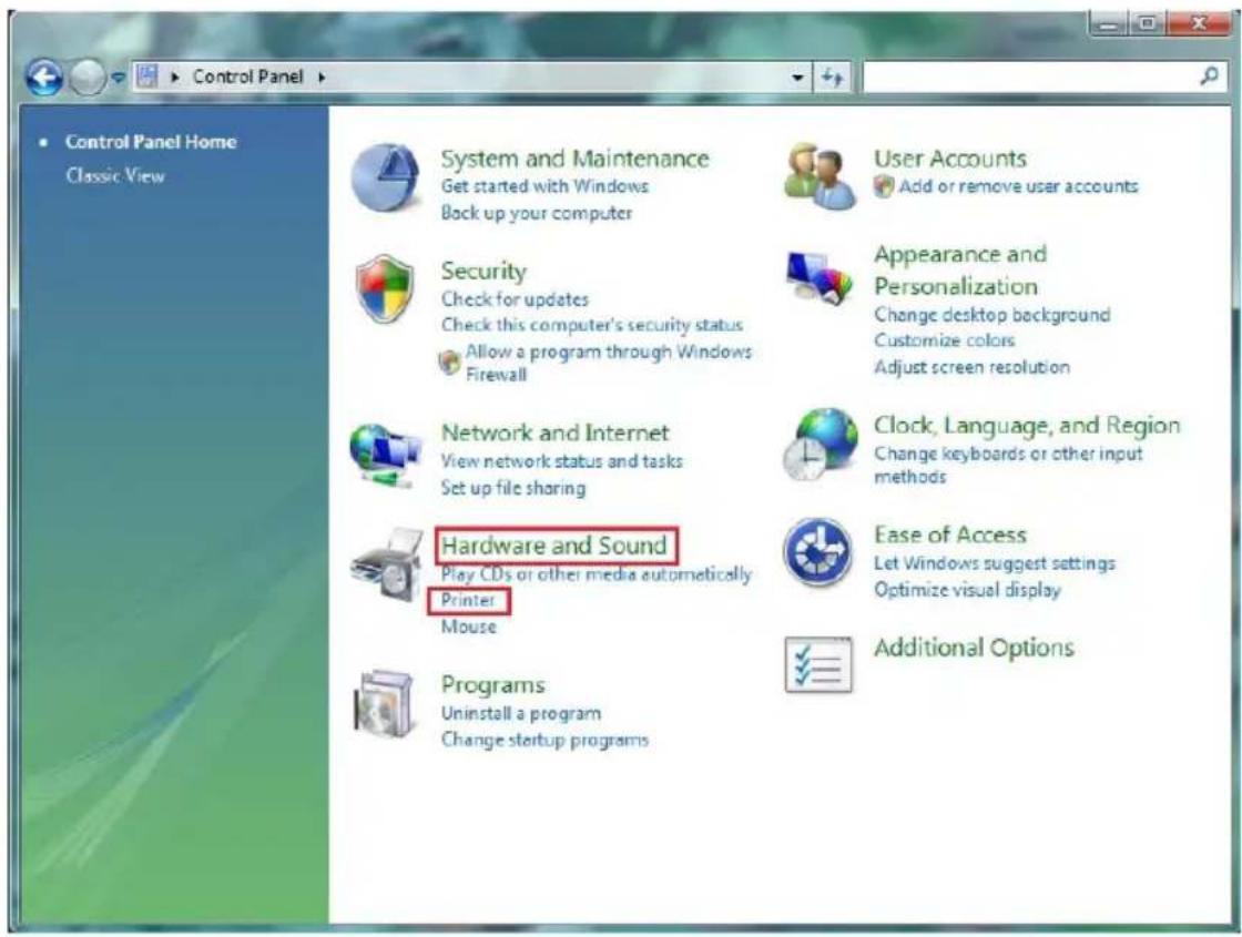 Control Panel Home Classic View System and Maintenance Get started with Windows Back up your computer Security Check for updates Check this computer's security status Allow a program through Windows Firewall Network and Internet View network status and tasks Set up file sharing Hardware and Sound Play CDs or other media automatically Printer Mouse Programs Uninstall a program Change startup programs User Accounts Add or remove user accounts Appearance and Personalization Change desktop background Customize colors Adjust screen resolution Clock, Language, and Region Change keyboards or other input methods Ease of Access Let Windows suggest settings Optimize visual display Additional Options