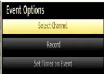 Event Options Select Channel Record Set Timer on Event