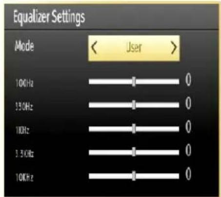 Equalizer Settings Mode < User > 100Hz 0 35.0Hz 0 100Hz 0 3.3KHz 0 10KHz 0