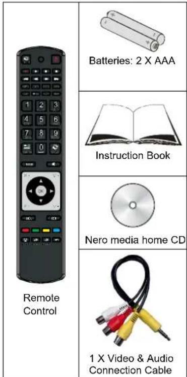Remote Control Batteries: 2 X AAA Instruction Book Nero media home CD 1 X Video & Audio Connection Cable