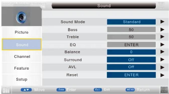 NEVIR NVR-7402-29HD-B - Sound Menu - 1