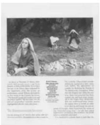 Scanned text describing a narrative or story about the Black Man, with a photo of two figures in water.