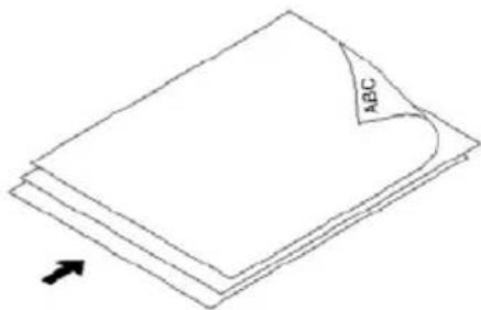 Simple line drawing of a folded paper or document with a labeled corner (no text or symbols beyond the label)