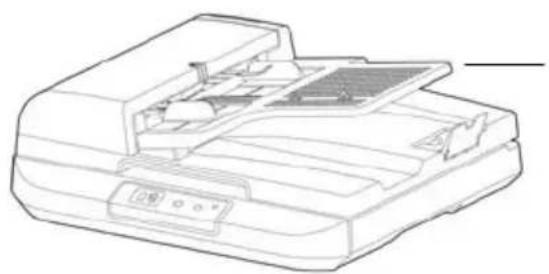 Line drawing of a printer with internal compartments and ventilation slots (no text or symbols)