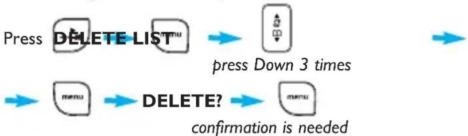 PHILIPS DECT1224S - ◆Deleting all numbers from the redial list - 1