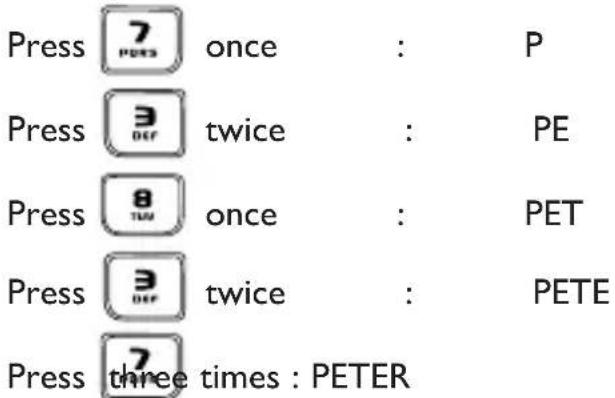 PHILIPS DECT1224S - Example to write "Peter" - 1