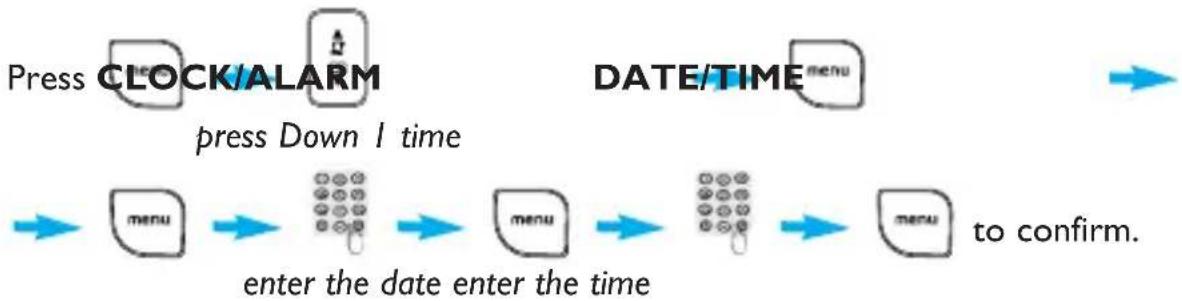 PHILIPS DECT1224S - ◆To set the Date and Time - 1