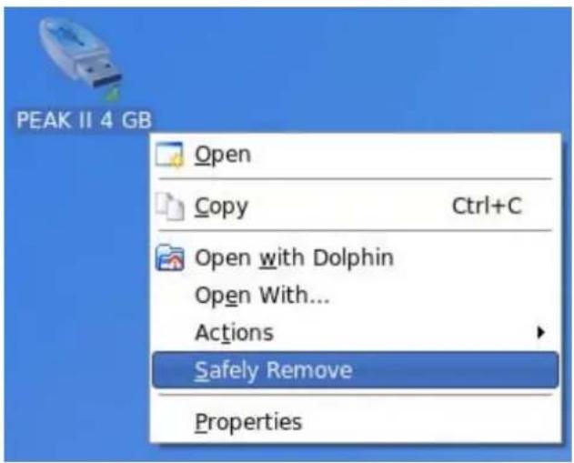 PEAK II 4 GB Open Copy Ctrl+C Open with Dolphin Open With... Actions Safely Remove Properties