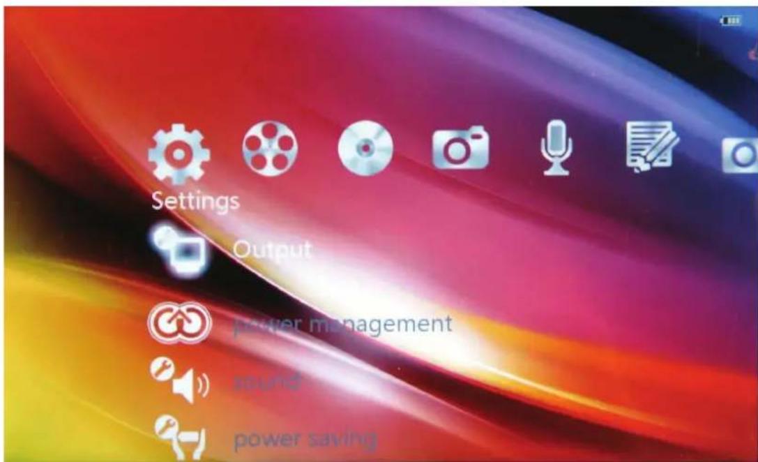 Settings Output power management sound power saving