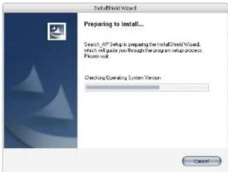 InstallShield Wizard Preparing to Install... Search, AP Setup is preparing the InstallShield Wizard, which will guide you through the program setup process. Please wait. Checking Operating System Version Cancel