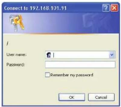 Connect to 192.168.101.91 / User name: Password: Remember my password OK Cancel
