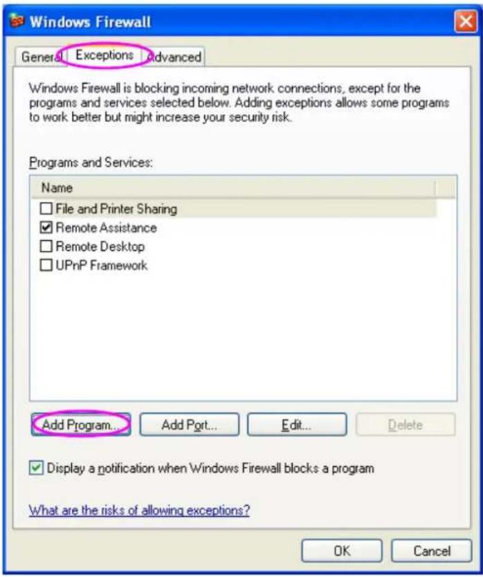 Intellinet 501507 - Step4. Select "Exceptions" tab and click "Add Program...". - 1
