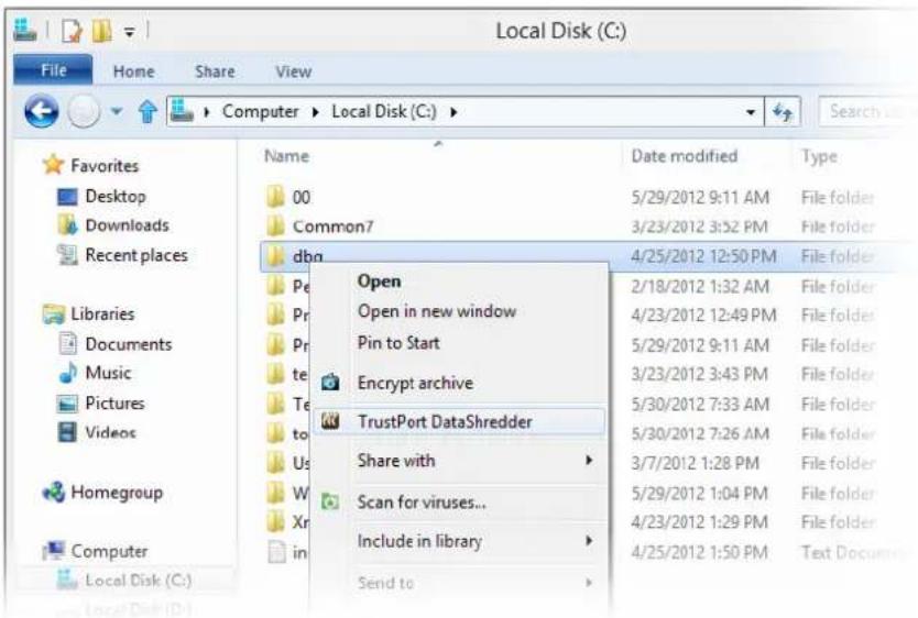 Local Disk (C:) File Home Share View Computer Local Disk (C:) Search Favorites Desktop Downloads Recent places Libraries Documents Music Pictures Videos Homegroup Computer Local Disk (C:) Name 00 Common7 dbg Open Open in new window Pin to Start Encrypt archive TrustPort DataShredder Share with Scan for viruses... Include in library Send to Date modified Type 5/29/2012 9:11 AM 3/23/2012 3:52 PM 4/25/2012 12:50 PM 2/18/2012 1:32 AM 4/23/2012 12:49 PM 5/29/2012 9:11 AM 3/23/2012 3:43 PM 5/30/2012 7:33 AM 5/30/2012 7:26 AM 3/7/2012 1:28 PM 5/29/2012 1:04 PM 4/23/2012 1:29 PM 4/25/2012 1:50 PM File folder File folder File folder File folder File folder File folder File folder Text Document
