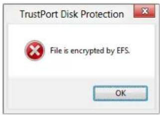 TrustPort Disk Protection File is encrypted by EFS. OK