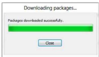 Downloading packages... Packages downloaded successfully. Close