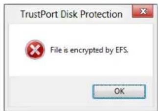 TrustPort Disk Protection File is encrypted by EFS. OK