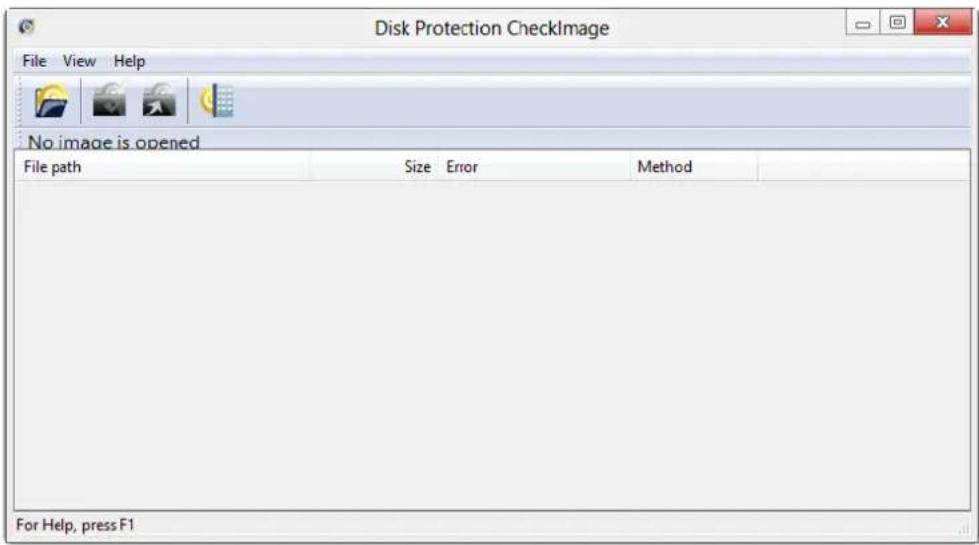 Disk Protection CheckImage File View Help No image is opened File path Size Error Method For Help, press F1