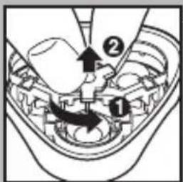 Technical diagram showing mechanical assembly with labeled parts and directional arrows