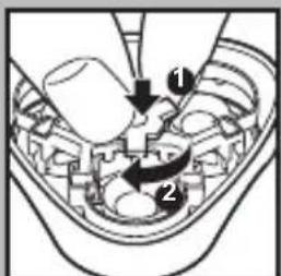 Diagram showing a mechanical or biological assembly with numbered components and directional arrows indicating flow or movement.