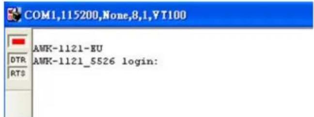 COM1,115200,None,8,1,VT100 AWK-1121-EU AWK-1121_5526 login:
