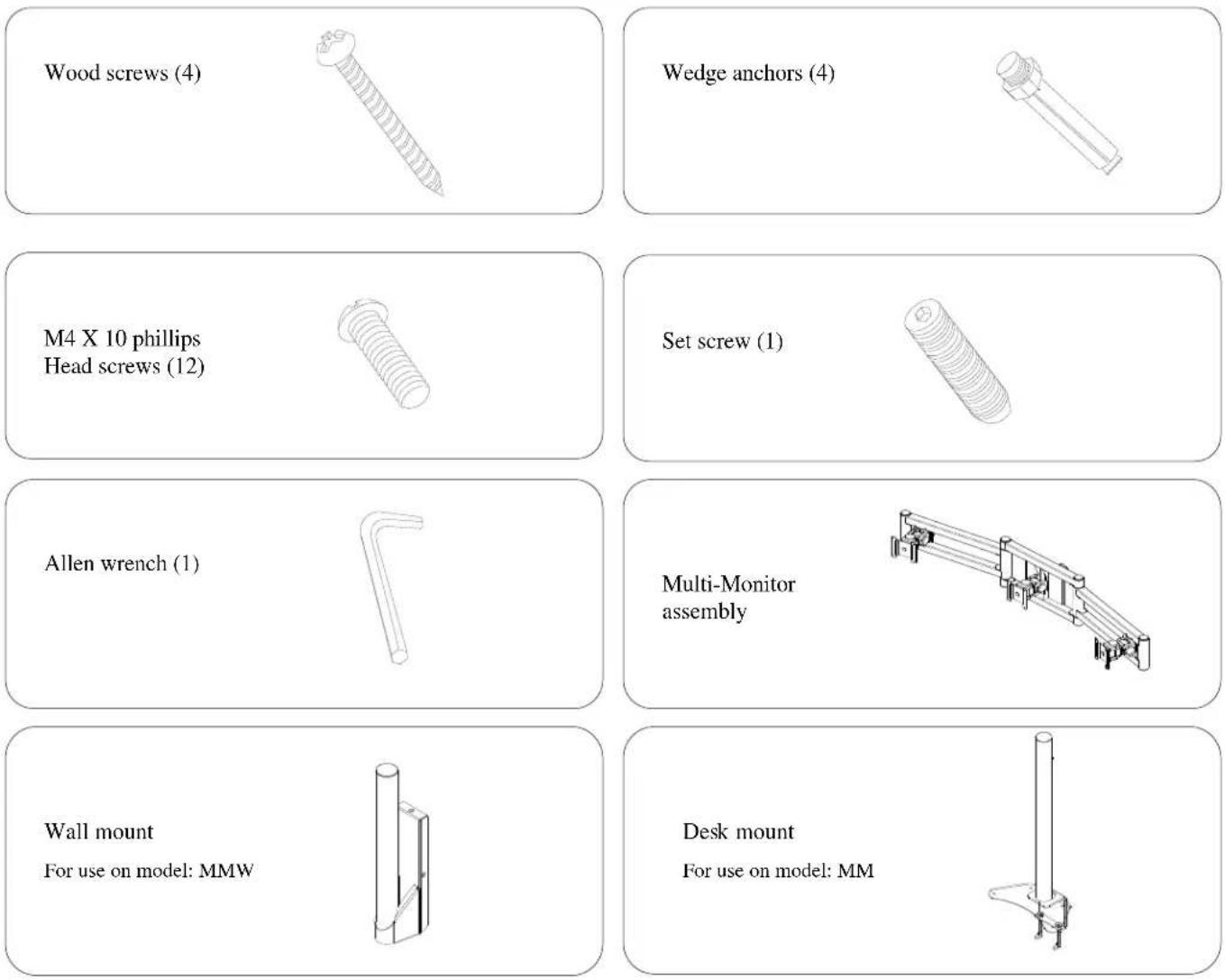 Premier Mounts MMA - Parts list - 1