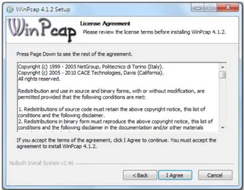 WinPcap 4.1.2 Setup License Agreement Please review the license terms before installing WinPcap 4.1.2. Press Page Down to see the rest of the agreement. Copyright (c) 1999 - 2005 NetGroup, Politecnico di Torino (Italy). Copyright (c) 2005 - 2010 CACE Technologies, Davis (California). All rights rese…