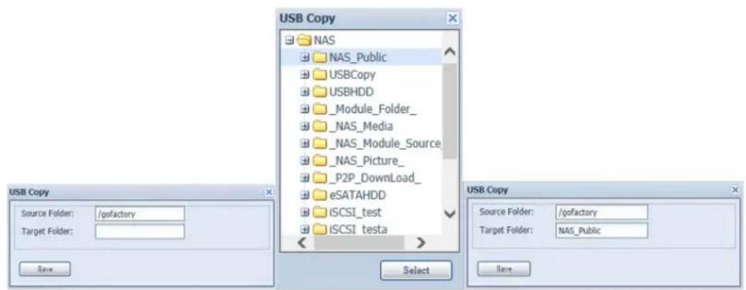 USB Copy Source Folder: /gofactory Target Folder: