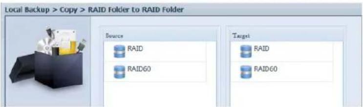 Local Backup > Copy > RAID Folder to RAID Folder Source RAID RAID60 Target RAID RAID60