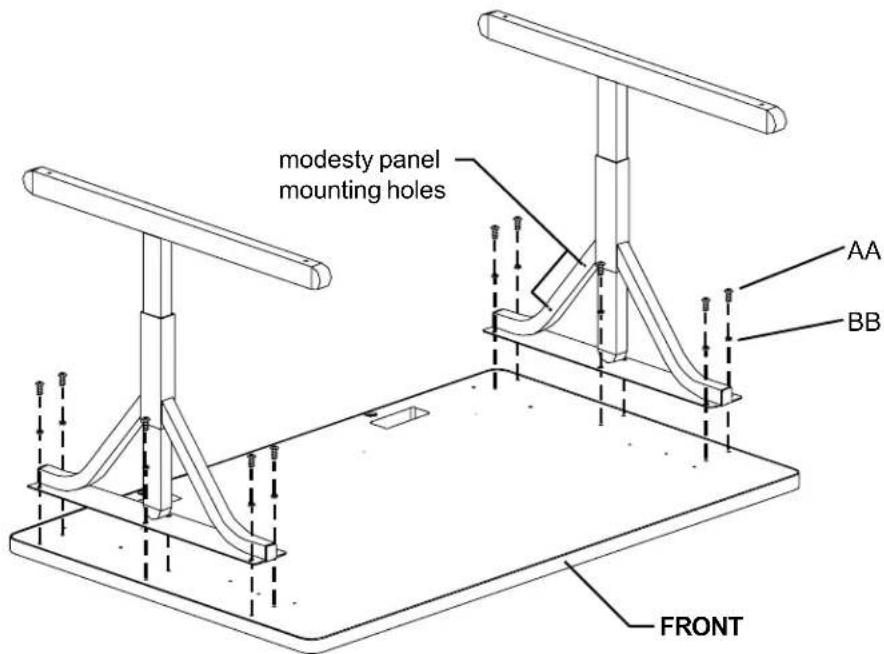 modesty panel mounting holes AA BB FRONT