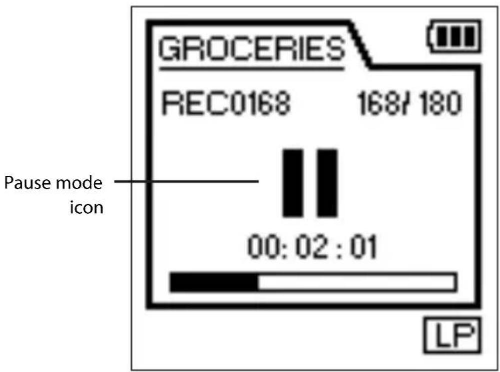 GROCERIES REC0168 168/180 Pause mode icon 00:02:01 LP