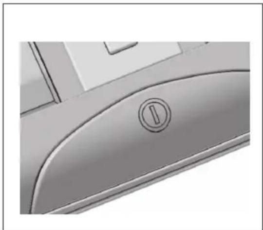 Close-up of a car's side panel corner with a circular button labeled '1' (no text or symbols beyond the icon)