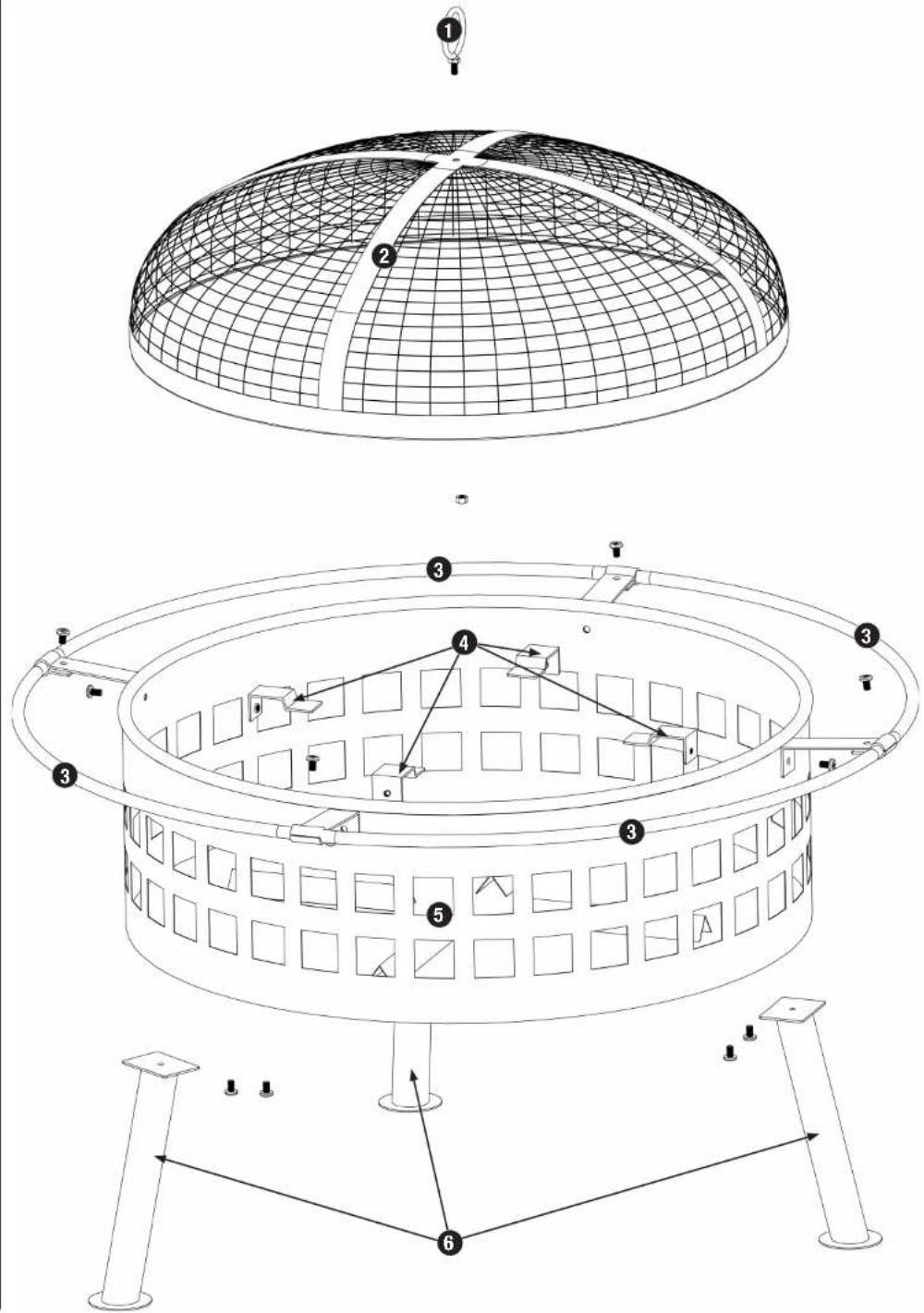 Technical diagram of a circular industrial or scientific apparatus with numbered components and structural connections.