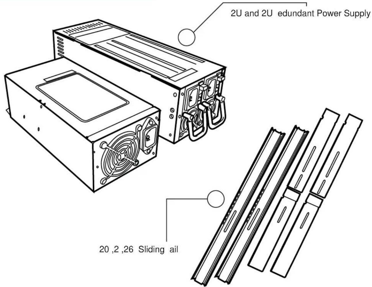 2U and 2U edundant Power Supply 20,2,26 Sliding ail
