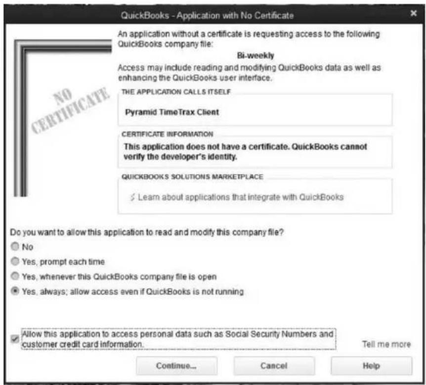 Pyramid Time Systems TTEZEK - QUICKBOOKS® SETUP - 1