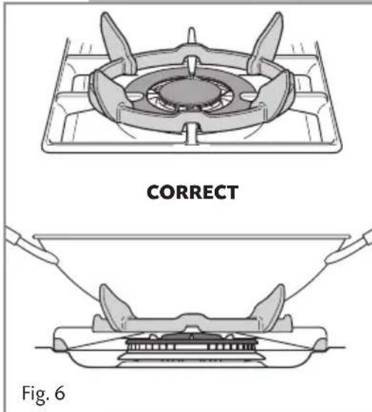 CDA HG9320 - Correct use of triple-ring burner - 2