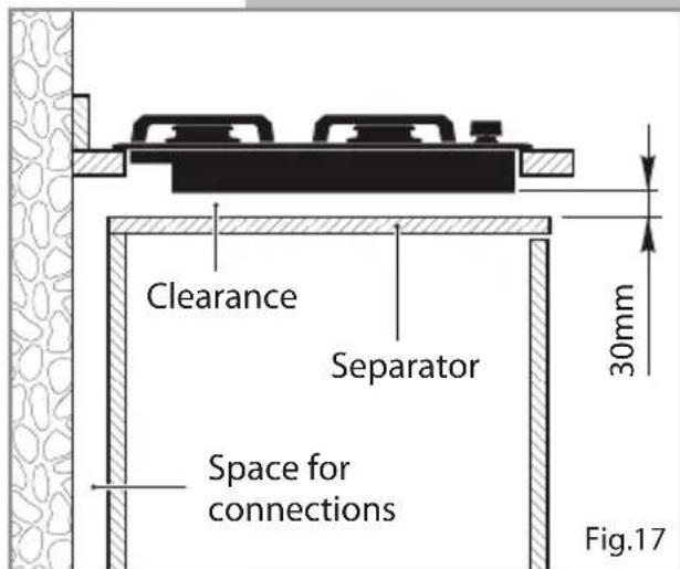 CDA HVG77 - Installing the Separator Below the Base of the Cooktop - 1