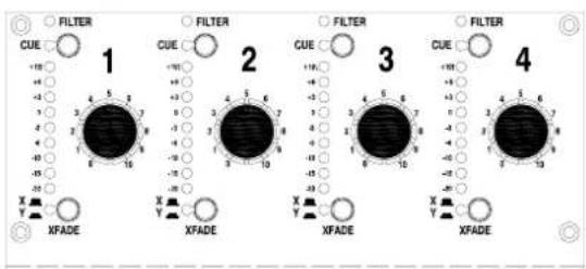 FILTER CUE 1 FILTER CUE 2 FILTER CUE 3 FILTER CUE 4 XFADE XFADE XFADE XFADE