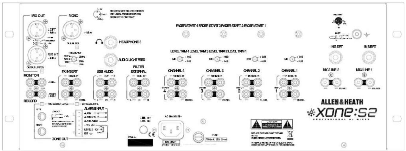 MIX OUT LEFT +4dB u 30Hz 10V R/8 HT +4dB u MONO +4dB u DO NOT SHORT PRO 3 TO GROUND FOR UNAMOUNTED ORGANIZATION CONNECT TO PRO ONLY SUB FILTER 15Hz 120Hz 90Hz 30Hz HEADPHONE 3 AUDIO LIGHT FEED FADER START 4 FADER START 3 FADER START 2 FADER START 1 LEVEL TRIM 4 LEVEL TRIM 3 LEVEL TRIM 2 LEVEL TRIM 1 INSERT INSERT MONITOR FX INSERT SEDL R USB AUDIO L OUT R FILTER EXTERNAL OUT L R- CHANNEL 4 PHONOL R CHANNEL 3 PHONOL R CHANNEL 2 PHONOL R CHANNEL 1 PHONOL R MICLINE 2 MICLINE 1 RECORD PRE MASTER LEVELS EXT LEVEL CTRL LEFT RIGHT ALARM INPUT ALARM ALARM Audio +30V EXT LEVEL 0-5V BET ZONE OUT OFF ON AC MAINS IN - SEDL R: 100 - 240V 250mA - 250V (25mm) RBF 150mA 25V (25mm) COUT OUT BEANS WITH CANE TYPE AND DRAGON UNLESS MEES CHACTERTURES. TO REVEE THE BIG OF THE ONLELECTRIC SHOCK. INCHIC INSURANCE TO ACHI DIMENSIONS